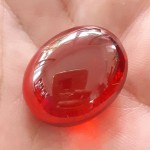 KG-106 Oval Scarlet Red NAGA EYE or Manee Naka, Phraya Nak, Naga Cave Crystal Thai-Laos talisman Magic Power of wealth Buddha Amulet 